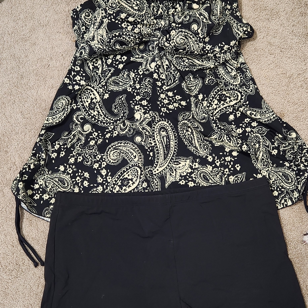 Black Paisley Women Swim One Piece
